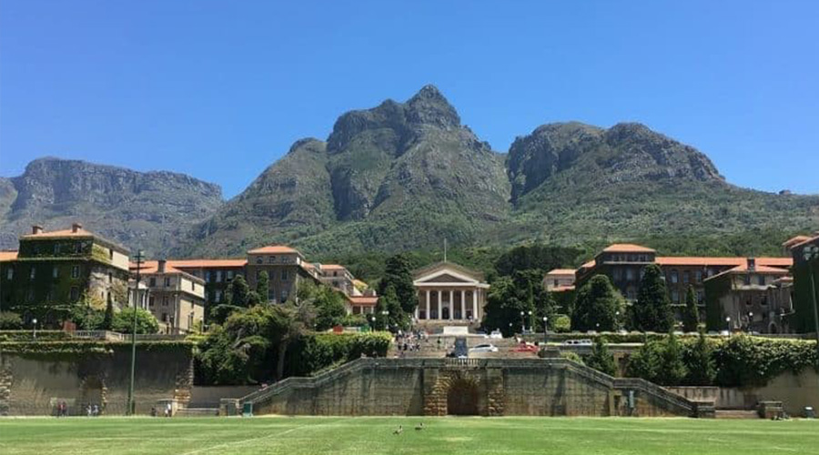 view of university of cape town campus from field