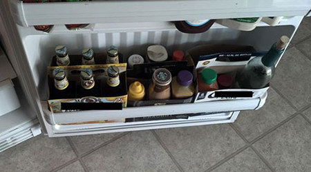 beer box inserts as fridge organiser