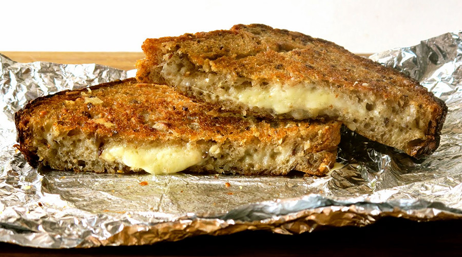 toasted cheese sandwich made with a clothes iron
