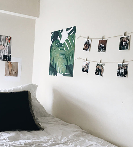 hang pictures in dorm room for a homey feel