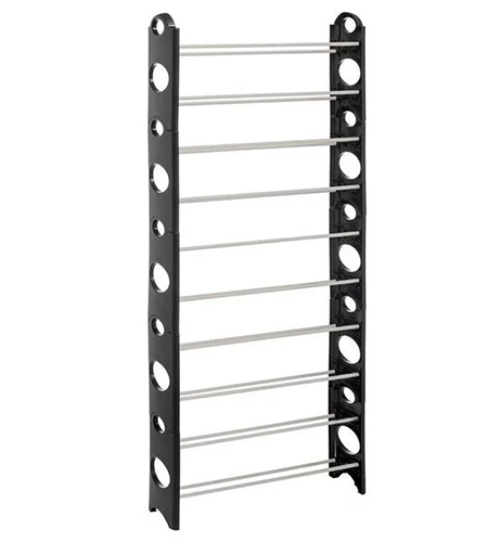 expandable space saving shoe rack with 10 tiers