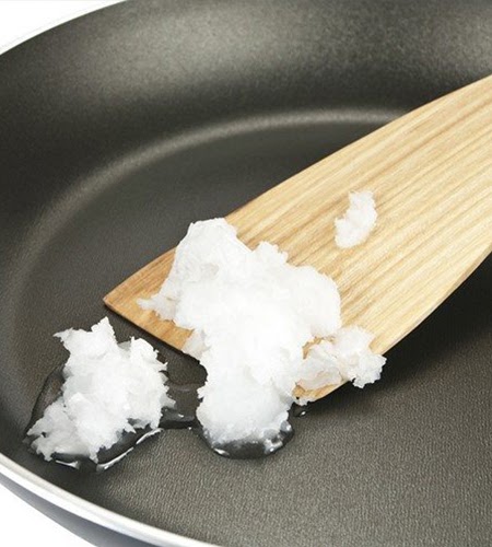 coconut oil being used in a pan